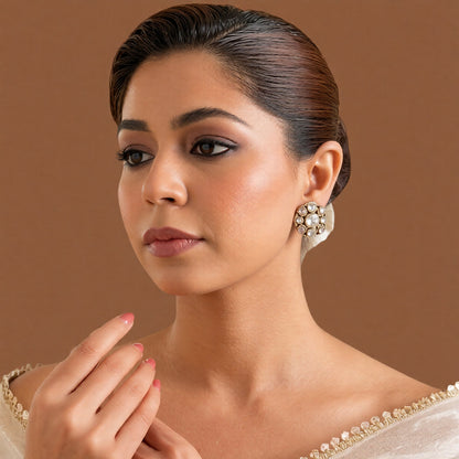 Pink Zircon Round Statement Stud Earrings