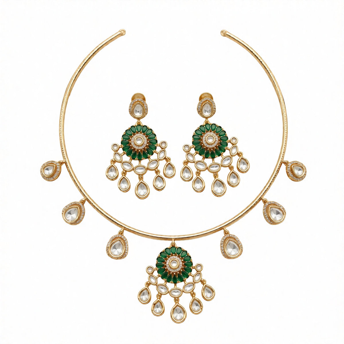Emerald Green Kundan Hasli Choker Set
