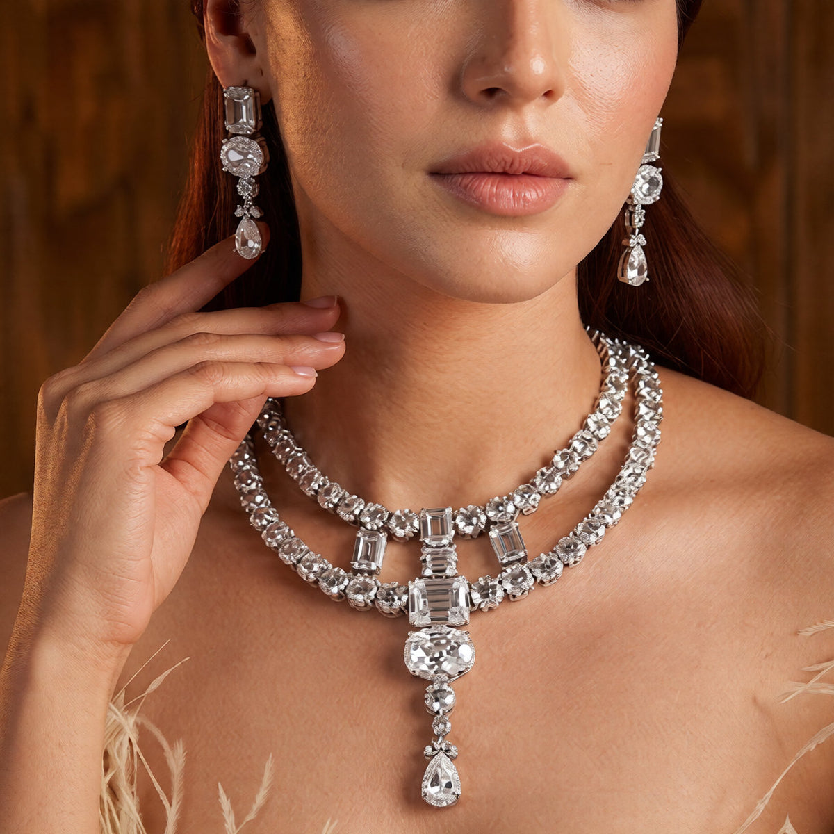 gold plated kundan jewellery set