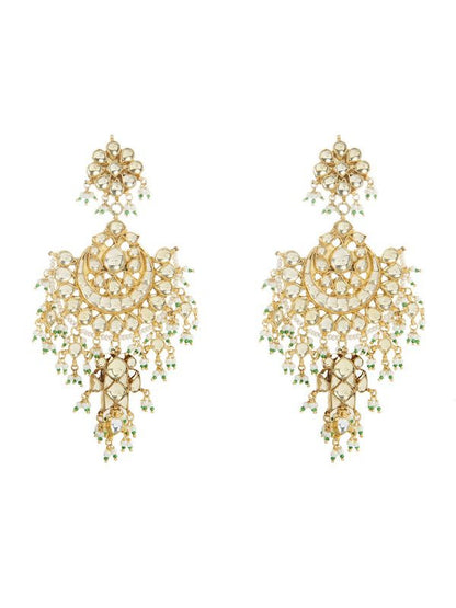 Kundan Chaandbali with Pearl Drops - Auraa Trends - Earrings -  - Auraa Trends - Kundan Chaandbali with Pearl Drops - Auraa Trends