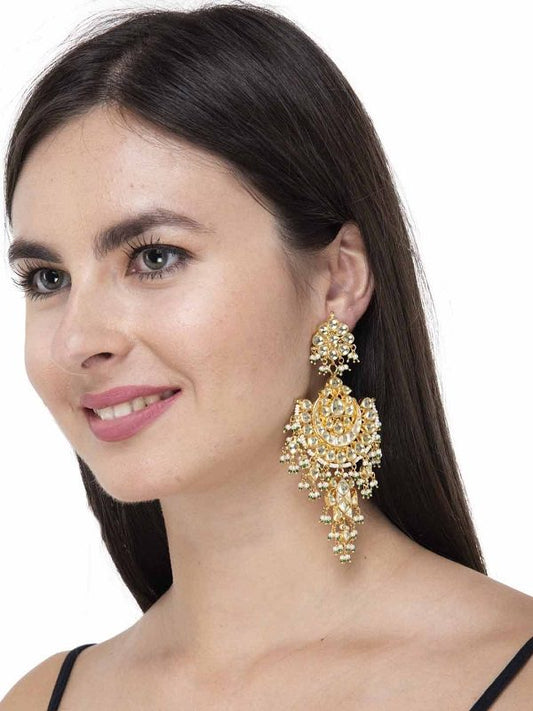 Kundan Chaandbali with Pearl Drops - Auraa Trends - Earrings -  - Auraa Trends - Kundan Chaandbali with Pearl Drops - Auraa Trends