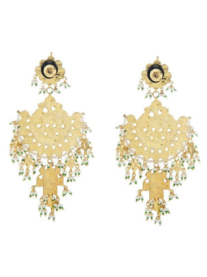 Kundan Chaandbali with Pearl Drops - Auraa Trends - Earrings -  - Auraa Trends - Kundan Chaandbali with Pearl Drops - Auraa Trends