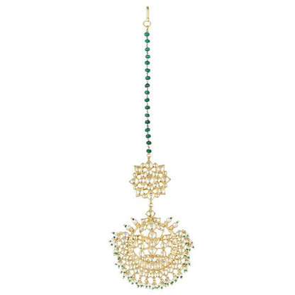 Kundan Chandbali Maangtikka with Pearl Detailing - Auraa Trends - Buy Kundan Chandbali Maang Tikka with Pearl Detailing