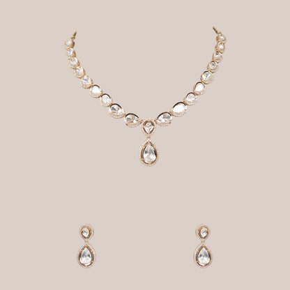 Kundan Classic Teardrop Necklace Set - Auraa Trends - Necklaces - # - Auraa Trends - Kundan Classic Teardrop Necklace Set