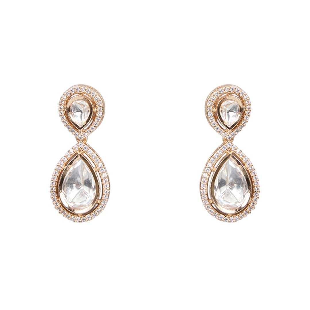 Kundan Classic Teardrop Necklace Set - Auraa Trends - Necklaces - # - Auraa Trends - Kundan Classic Teardrop Necklace Set
