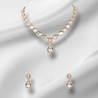 Kundan Classic Teardrop Necklace Set - Auraa Trends - Necklaces - # - Auraa Trends - Kundan Classic Teardrop Necklace Set