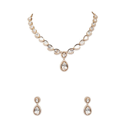 Kundan Classic Teardrop Necklace Set - Auraa Trends - Necklaces - # - Auraa Trends - Kundan Classic Teardrop Necklace Set
