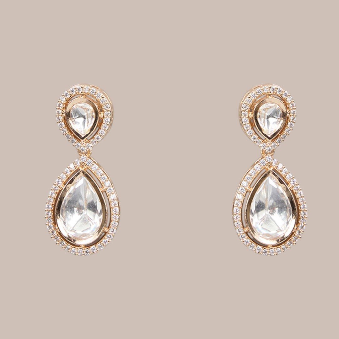 Kundan Classic Teardrop Necklace Set - Auraa Trends - Necklaces - # - Auraa Trends - Kundan Classic Teardrop Necklace Set