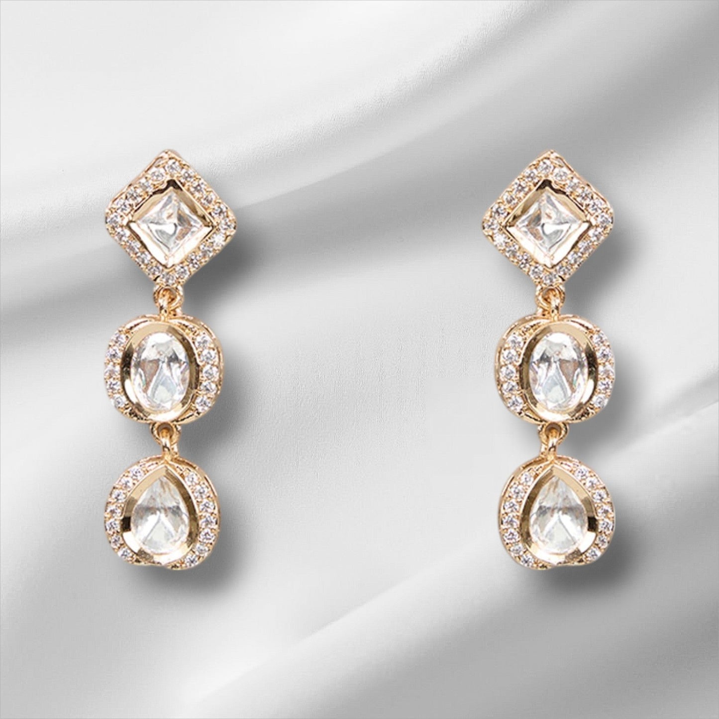 Kundan Gold Plated Necklace Set Earrings - Auraa Trends - Necklace Set - # - Auraa Trends - Kundan Gold Plated Necklace Set Earrings
