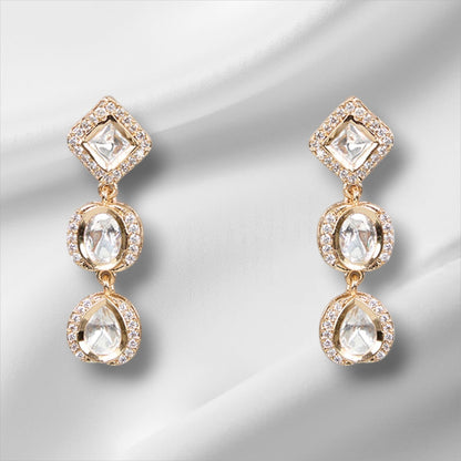 Kundan Gold Plated Necklace Set Earrings - Auraa Trends - Necklace Set - # - Auraa Trends - Kundan Gold Plated Necklace Set Earrings
