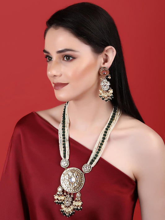 Kundan Long Rani Haar Necklace Set – Elegant Traditional Jewelry - Auraa Trends - Rani Haar - Kundan Long Necklace Set