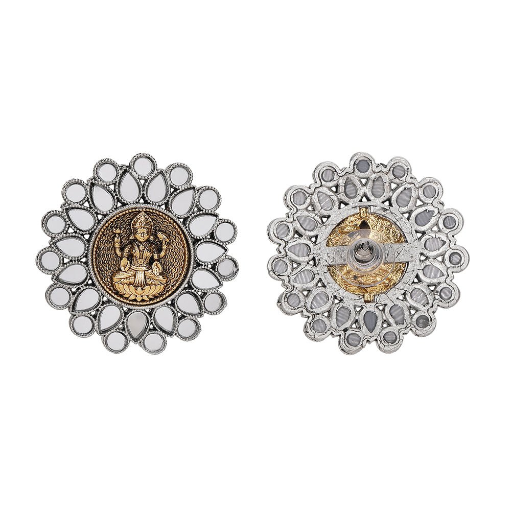 Laxmi Ethnic Earrings Stone - Studded Goddess - Auraa Trends - Studs - Trends - Laxmi Ethnic Earrings Stone - Studded Goddess