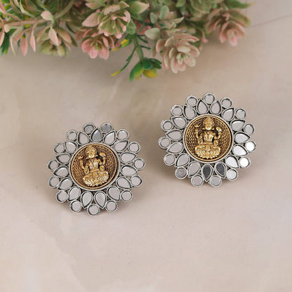 Laxmi Ethnic Earrings Stone - Studded Goddess - Auraa Trends - Studs - Trends - Laxmi Ethnic Earrings Stone - Studded Goddess