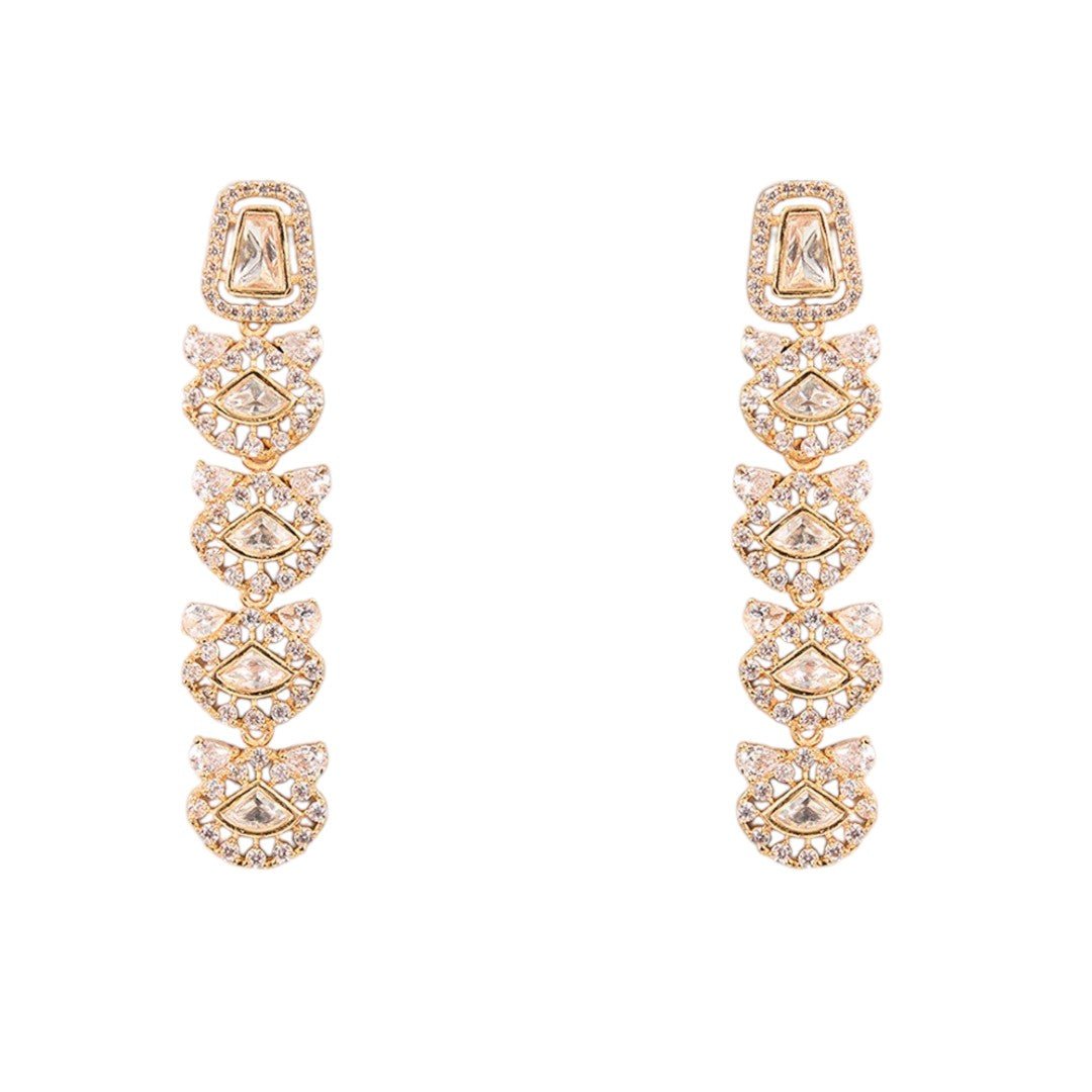 Lovely Champagne Gold Necklace Set with Stones - Auraa Trends - Necklaces - # - Auraa Trends - Lovely Champagne Gold Necklace Set with Stones