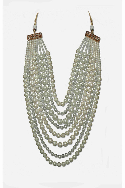 Luxurious Gold Plated Pearl Multi Layered Long Necklace - Auraa Trends - Necklaces - Necklace Ready to Ship Kundan