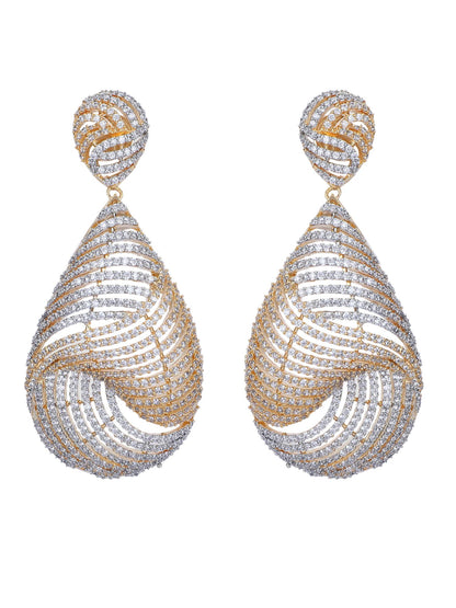 Luxurious Moissanite Studded Chandelier Earrings with Elegant Swirl Design - Auraa Trends - Chandelier Earrings