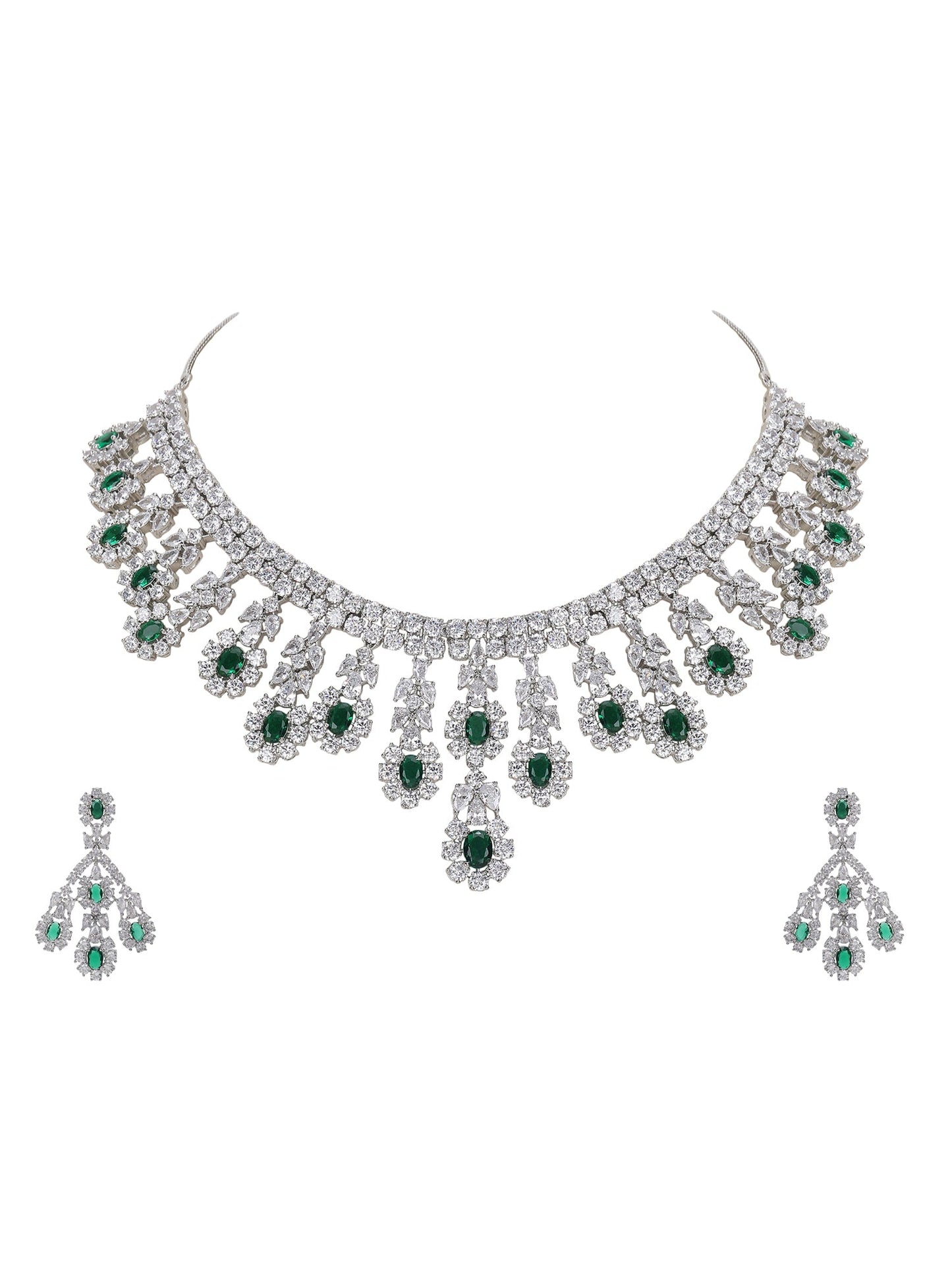 luxury green gemstone jewelry set - Auraa Trends - Necklace Set - # - Auraa Trends - luxury green gemstone jewelry set
