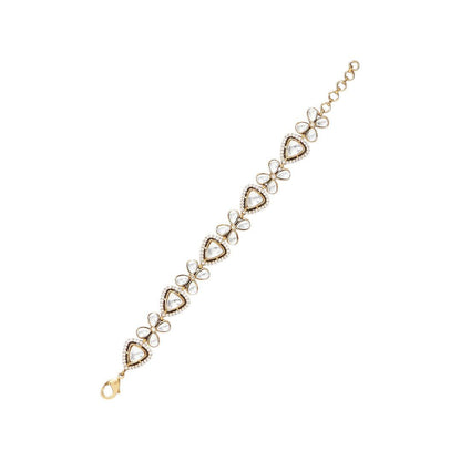 Luxury Moissanite Gold - Plated Bracelet with Floral - Auraa Trends - Bracelet - Luxury Moissanite Gold - Plated Bracelet