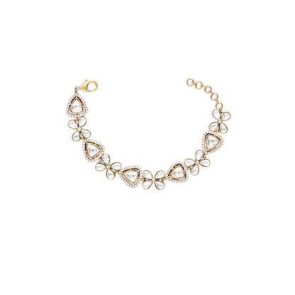 Luxury Moissanite Gold - Plated Bracelet with Floral - Auraa Trends - Bracelet - Luxury Moissanite Gold - Plated Bracelet