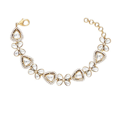 Luxury Moissanite Gold - Plated Bracelet with Floral - Auraa Trends - Bracelet - Luxury Moissanite Gold - Plated Bracelet