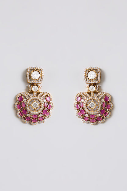 Majestic Plum Stone Kundan Bridal Necklace Set - Auraa Trends - Choker - Majestic Plum Stone Kundan Bridal Necklace Set