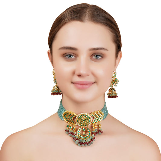 Mesmerizing Kundan Necklace Set - Auraa Trends - Necklaces - # - Auraa Trends - Mesmerizing Kundan Necklace Set