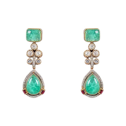 Mint Green Stone & Pearl Embellished Designer Choker Necklace Set with Drop Earrings for Women - Auraa Trends - Necklace Set -  - Auraa Trends - "Gold - plated mint green choker necklace set with pearl detailing and drop earrings – traditional Indian bridal jewelry for women"