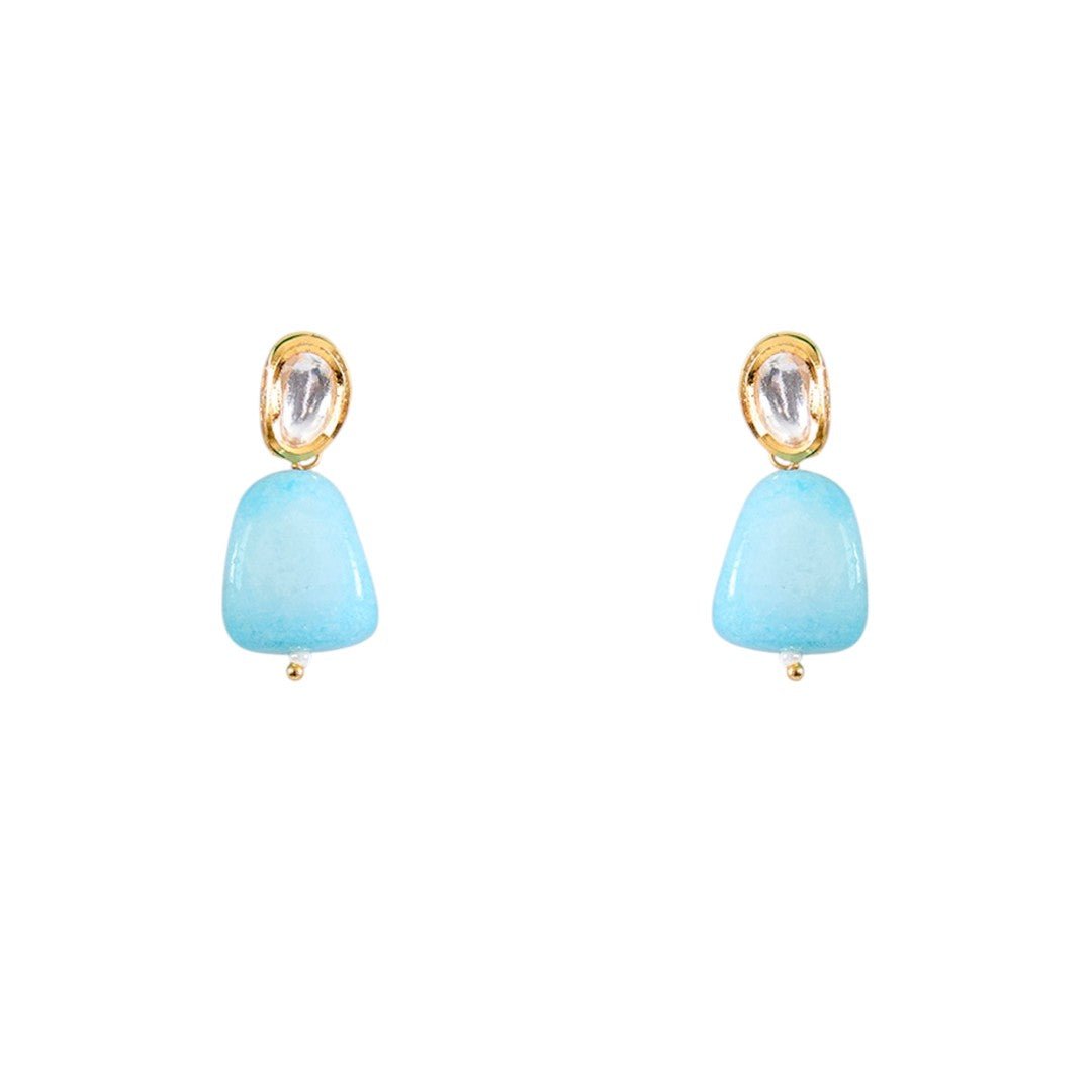 Modern Blue Stone and Pearl Layered Necklace Set with Matching Drop Earrings - Auraa Trends - necklace Layered Necklace Set