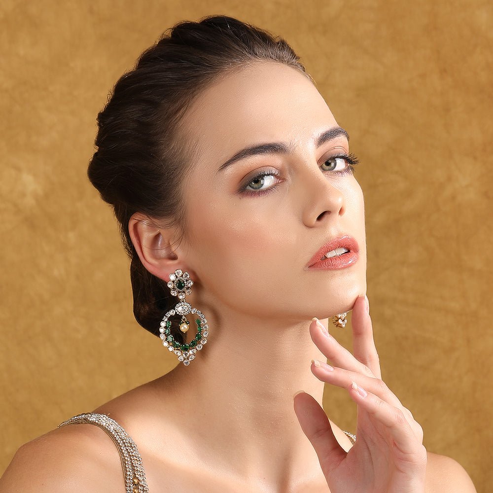 Moissanite Chandbaali Earrings – Ethnic Chic - Auraa Trends - Chandbali - Buy Moissanite Chandbali Earrings – Ethnic Chic