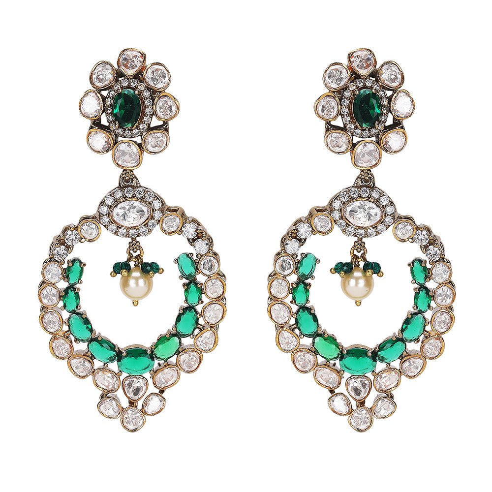 Moissanite Chandbaali Earrings – Ethnic Chic - Auraa Trends - Chandbali - Buy Moissanite Chandbali Earrings – Ethnic Chic