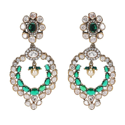 Moissanite Chandbaali Earrings – Ethnic Chic - Auraa Trends - Chandbali - Buy Moissanite Chandbali Earrings – Ethnic Chic