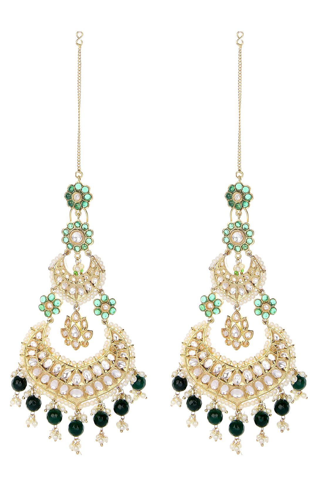 Moissanite Chandelier Earrings with Green Accents - Auraa Trends - Chandelier Earrings - chandelier earrings Earring