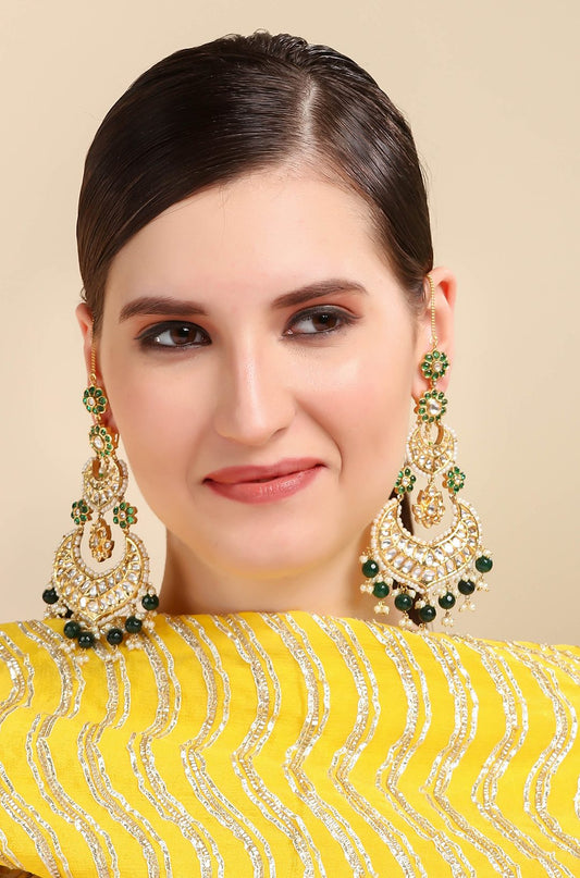 Moissanite Chandelier Earrings with Green Accents - Auraa Trends - Chandelier Earrings - chandelier earrings Earring