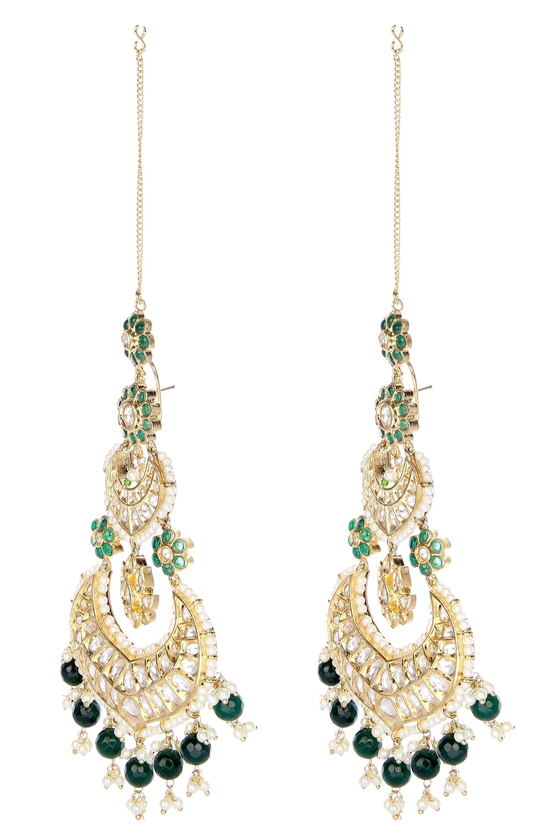 Moissanite Chandelier Earrings with Green Accents - Auraa Trends - Chandelier Earrings - chandelier earrings Earring