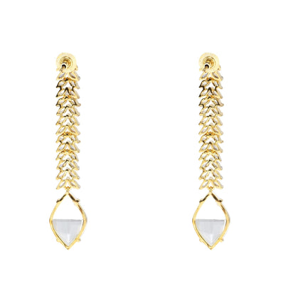 Moissanite Diamonte Dangle Earrings with Gold Detailing - Auraa Trends - Dangle - American Diamond Earring Dangle Earrings