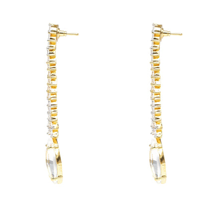 Moissanite Diamonte Dangle Earrings with Gold Detailing - Auraa Trends - Dangle - American Diamond Earring Dangle Earrings