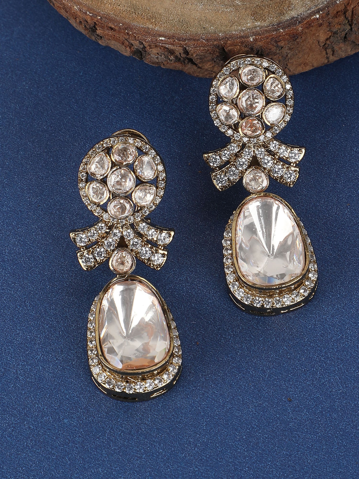 Moissanite Drop Earrings with Sparkling Stones - Auraa Trends - Drop - drop drop earrings Earrings