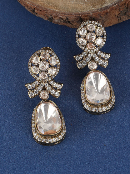 Moissanite Drop Earrings with Sparkling Stones - Auraa Trends - Drop - drop drop earrings Earrings