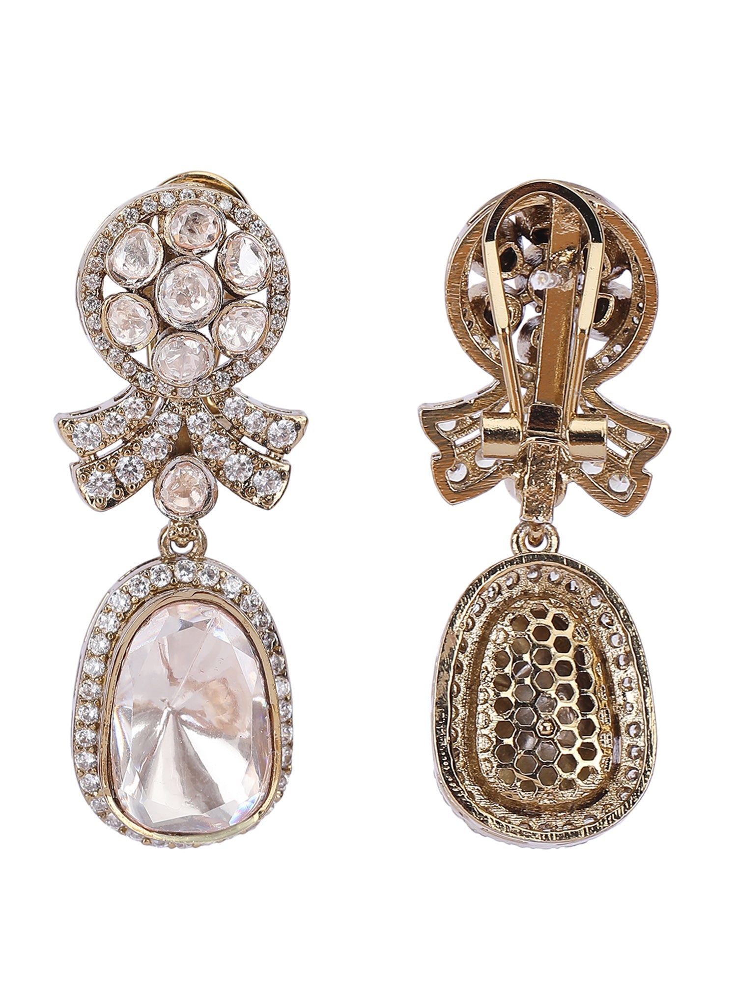 Moissanite Drop Earrings with Sparkling Stones - Auraa Trends - Drop - drop drop earrings Earrings
