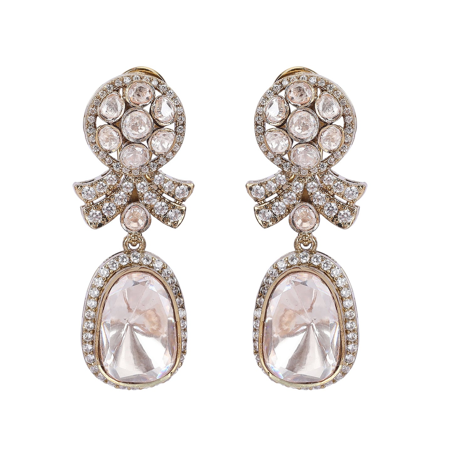 Moissanite Drop Earrings with Sparkling Stones - Auraa Trends - Drop - drop drop earrings Earrings