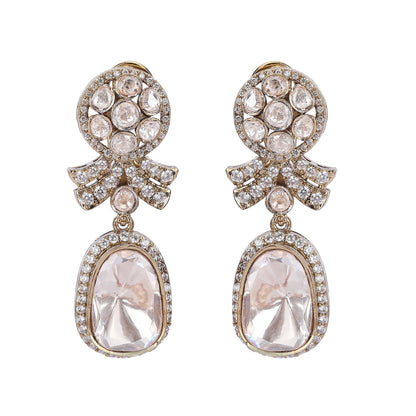 Moissanite Drop Earrings with Sparkling Stones - Auraa Trends - Drop - drop drop earrings Earrings