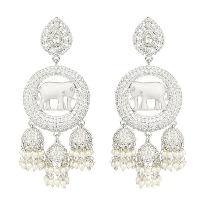 Moissanite Elephant Motif Jhumka Earrings - Auraa Trends - Jhumka - Auraa Trends - Moissanite Elephant Motif Jhumka Earrings