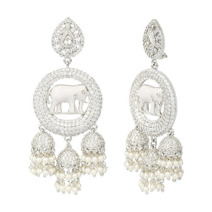 Moissanite Elephant Motif Jhumka Earrings - Auraa Trends - Jhumka - Auraa Trends - Moissanite Elephant Motif Jhumka Earrings
