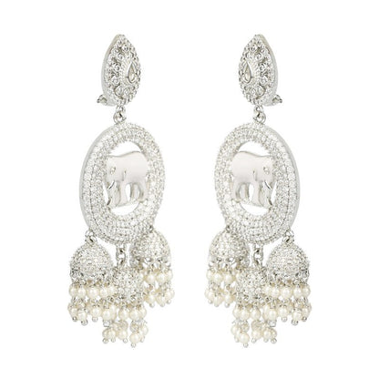 Moissanite Elephant Motif Jhumka Earrings - Auraa Trends - Jhumka - Auraa Trends - Moissanite Elephant Motif Jhumka Earrings