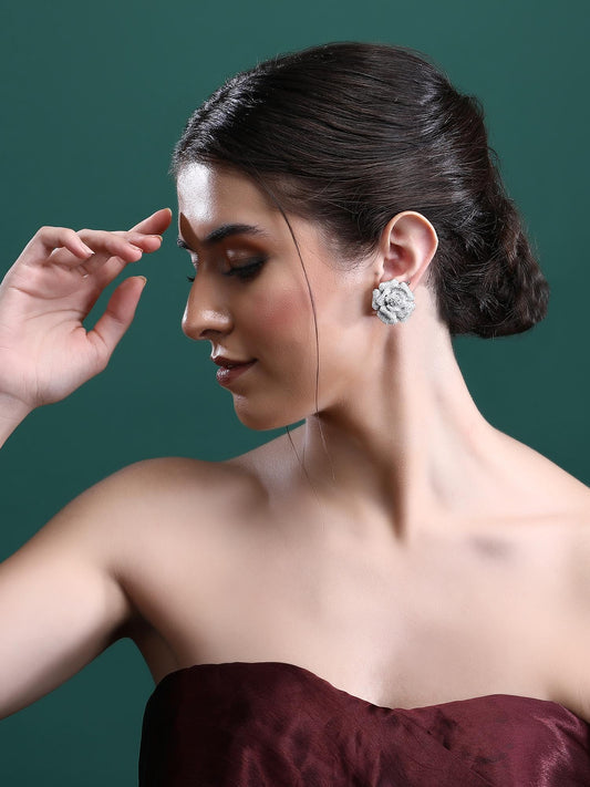Moissanite Floral Stud Earrings - Auraa Trends - Studs - # - Auraa Trends - Moissanite Floral Stud Earrings