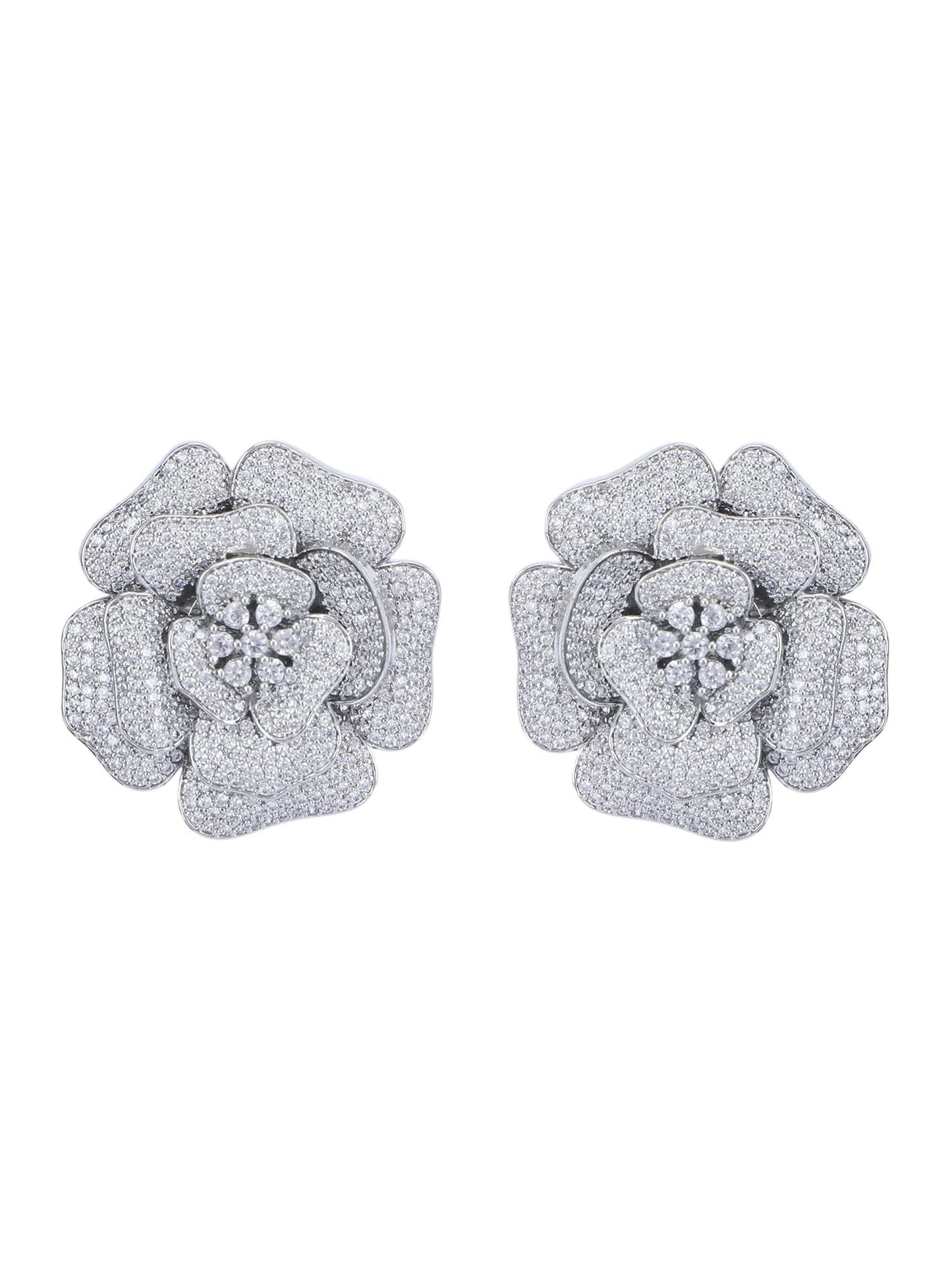 Moissanite Floral Stud Earrings - Auraa Trends - Studs - # - Auraa Trends - Moissanite Floral Stud Earrings