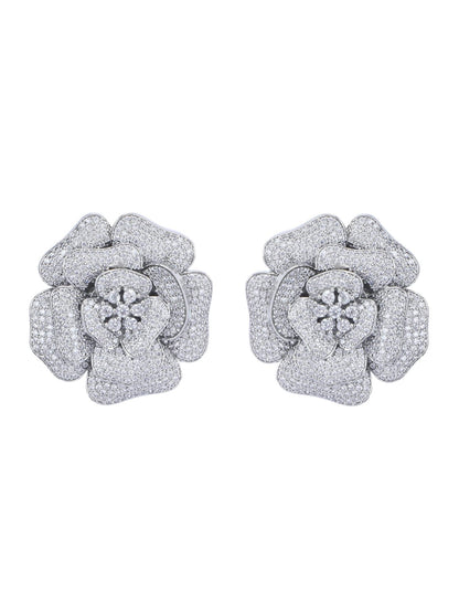 Moissanite Floral Stud Earrings - Auraa Trends - Studs - # - Auraa Trends - Moissanite Floral Stud Earrings