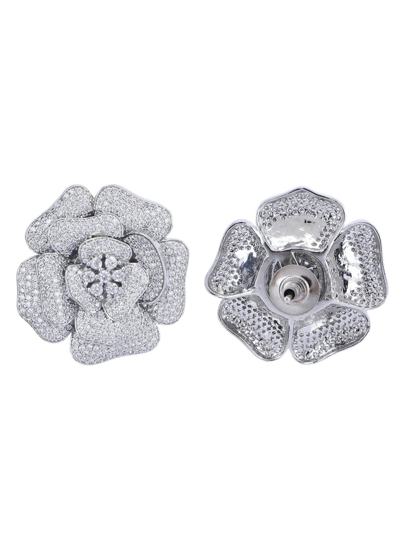 Moissanite Floral Stud Earrings - Auraa Trends - Studs - # - Auraa Trends - Moissanite Floral Stud Earrings