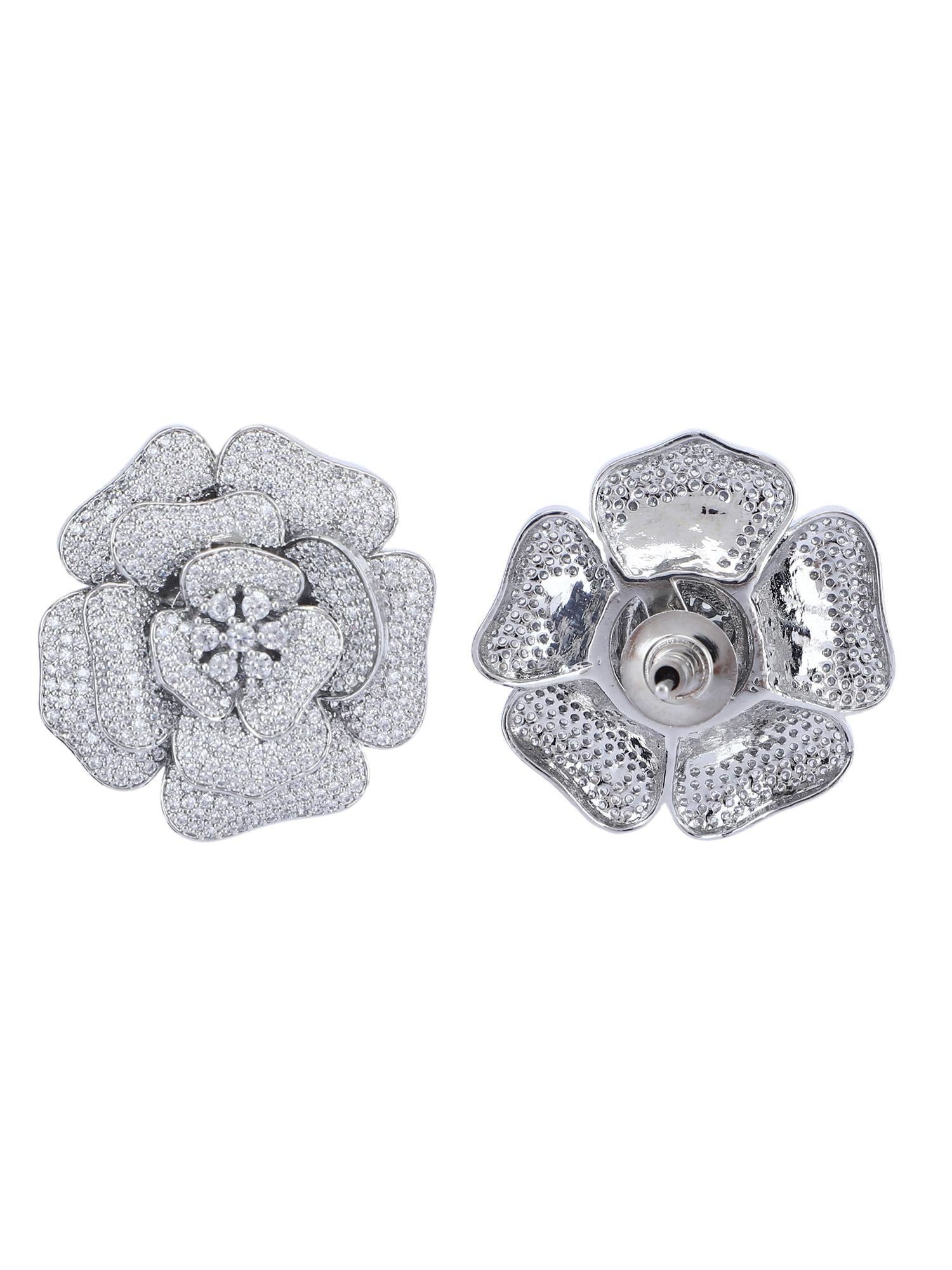 Moissanite Floral Stud Earrings - Auraa Trends - Studs - # - Auraa Trends - Moissanite Floral Stud Earrings