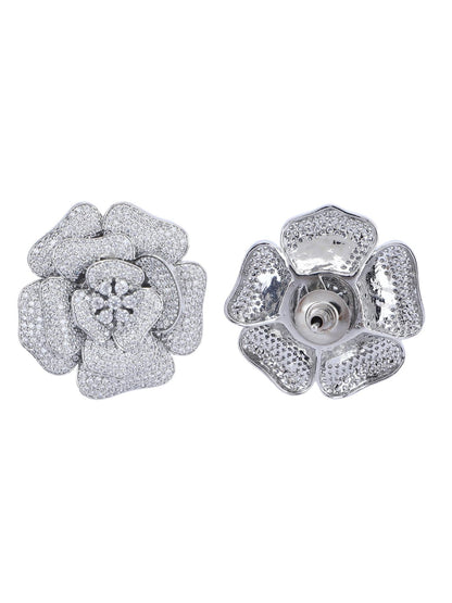 Moissanite Floral Stud Earrings - Auraa Trends - Studs - # - Auraa Trends - Moissanite Floral Stud Earrings